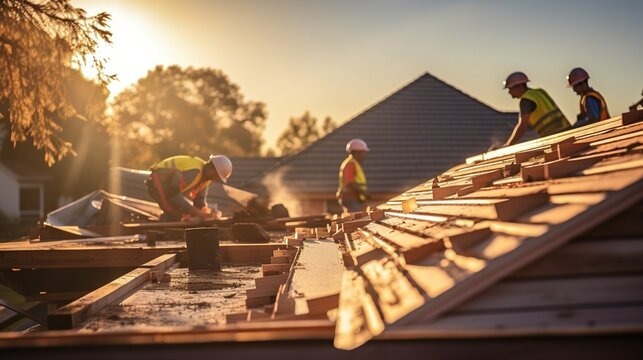 Sunrise golden hour roofing installation in San Antonio