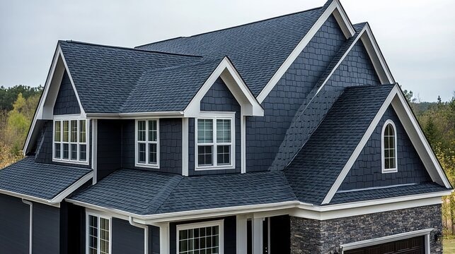 Residential roof replacement on multi-gable home